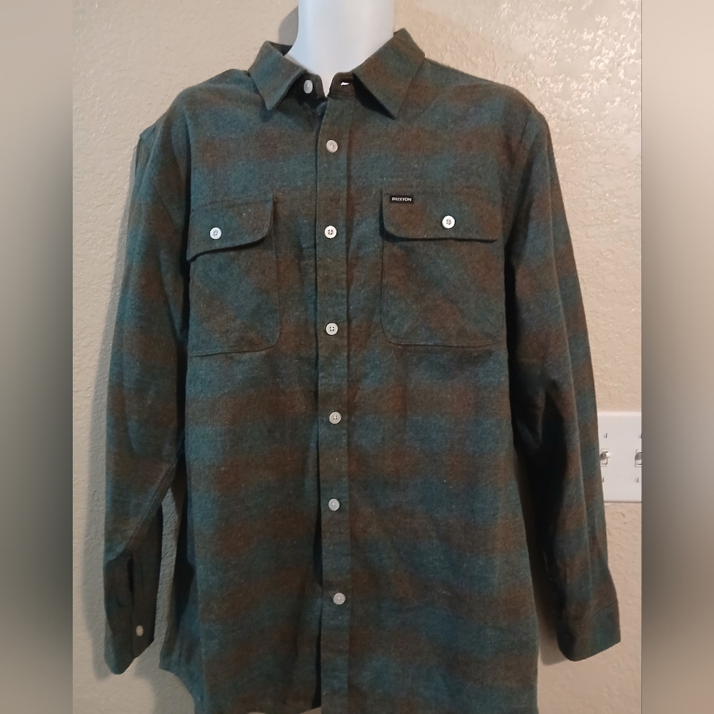 Brixton Green and Grey Plaid Casual Shirt